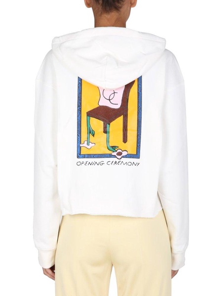 Opening Ceremony Flower Chair Printed Cropped Hoodie