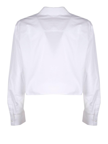 Karl Lagerfeld Logo Embroidered Cropped Shirt