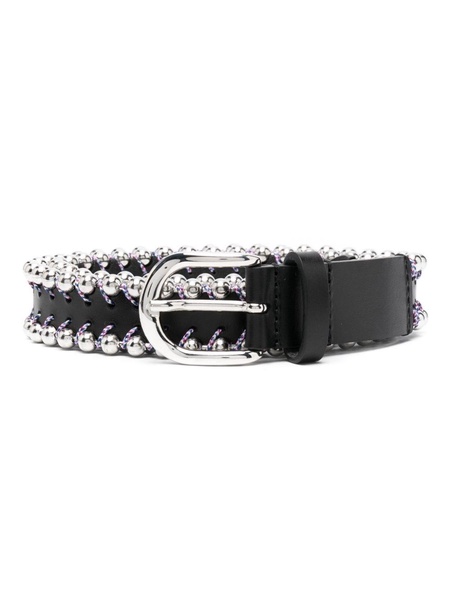 Leather belt with studs