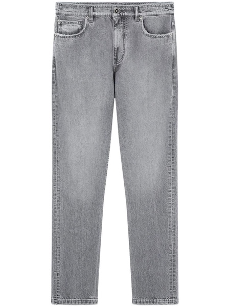 frayed straight-leg jeans