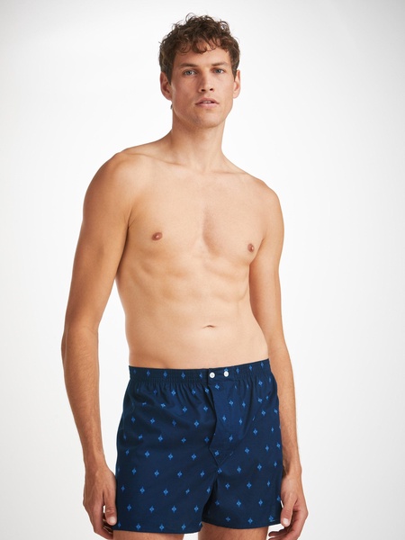 Men's Classic Fit Boxers Nelson 98 Cotton Batiste Navy