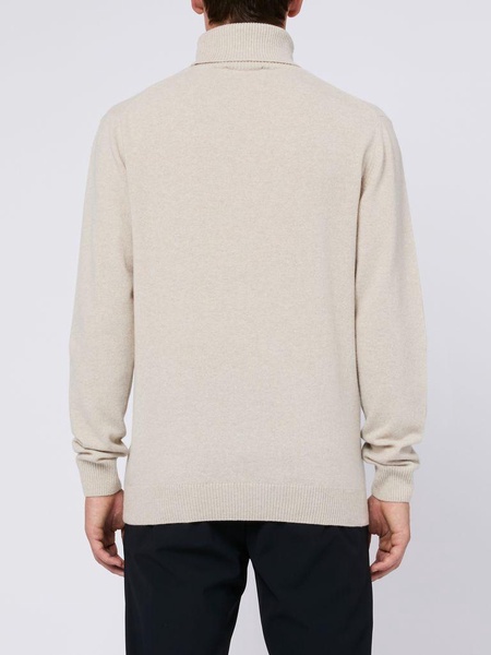 High-neck sweater in grey merino wool and cashmere