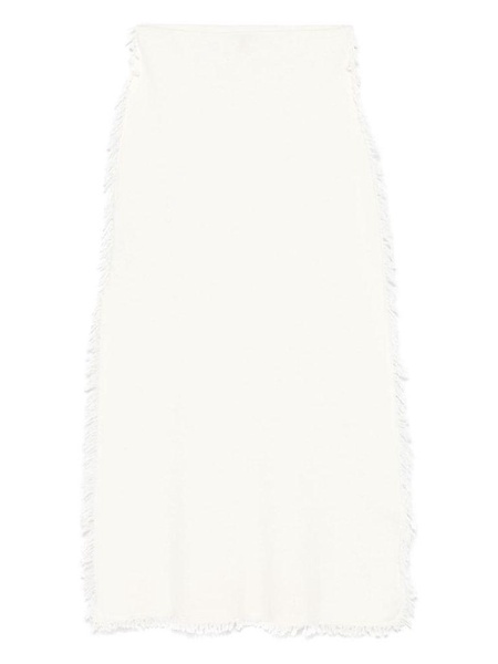 Wool blend Grace long skirt with fringes