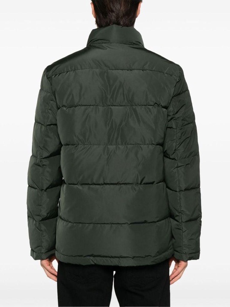 Short quilted down jacket with logo