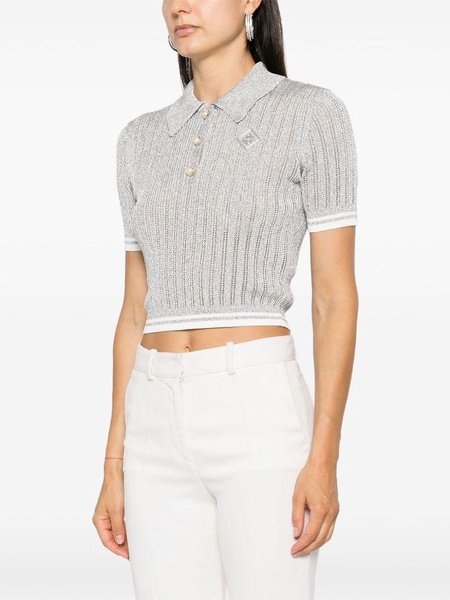 Metallic-effect knit top