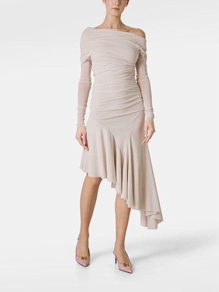 Midi dress in jersey with asymmetric hem