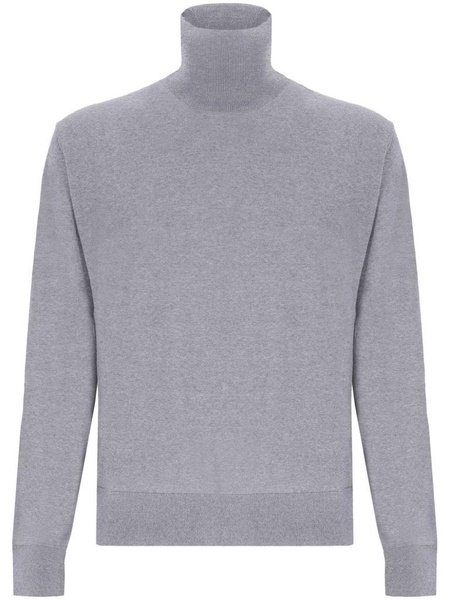 Grey high-neck wool sweater