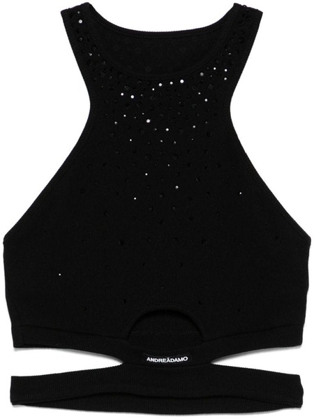 Cotton cut-out top with rhinestones