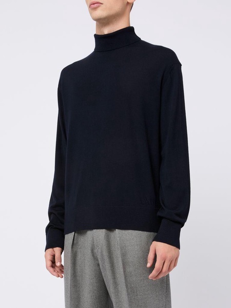 Blue high-neck wool sweater