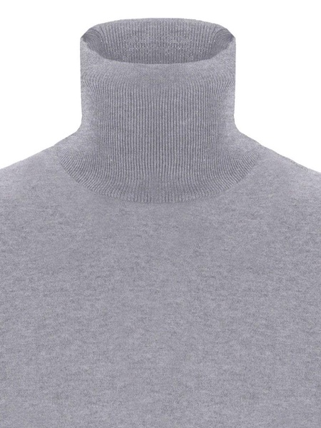 Grey high-neck wool sweater