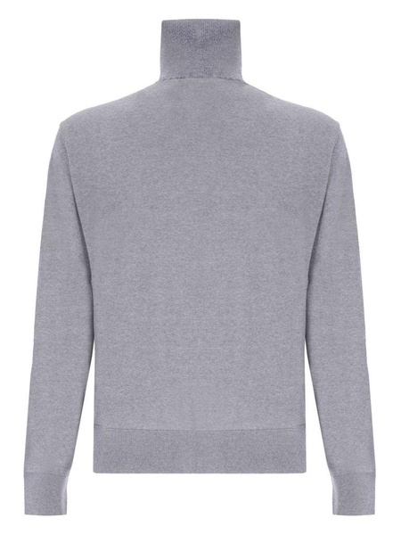 Grey high-neck wool sweater