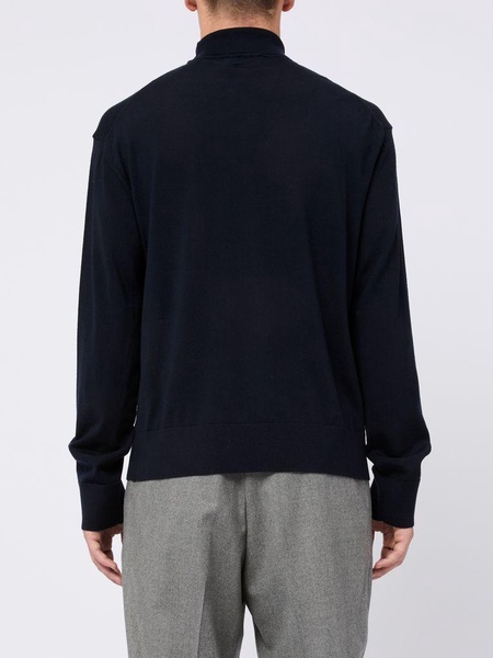 Blue high-neck wool sweater