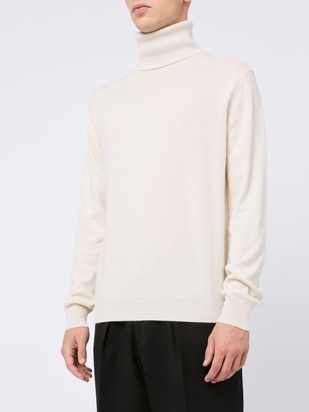 High-neck cashmere and silk sweater.