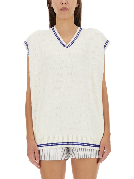 Alexander Wang Logo Detailed V-Neck Vest