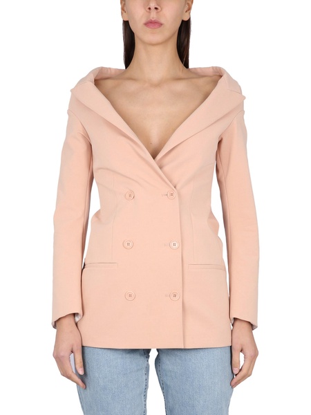 Philosophy Di Lorenzo Serafini Off-Shoulder Double-Breasted Tailored Blazer