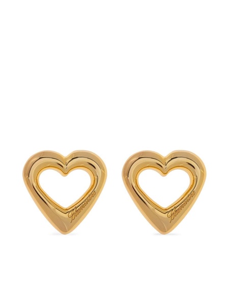 logo-engraved heart earrings