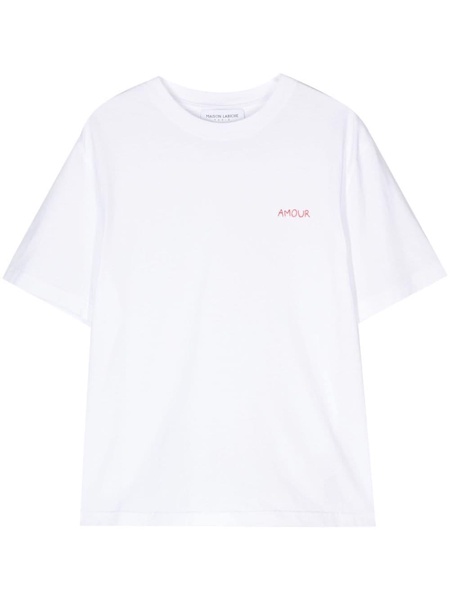 slogan-embroidered cotton T-shirt