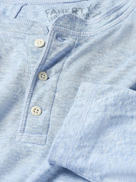 Long-Sleeve Cloud Henley - Light Blue Heather