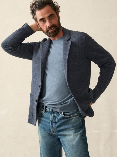 Inlet Knit Blazer - Deep Navy Melange