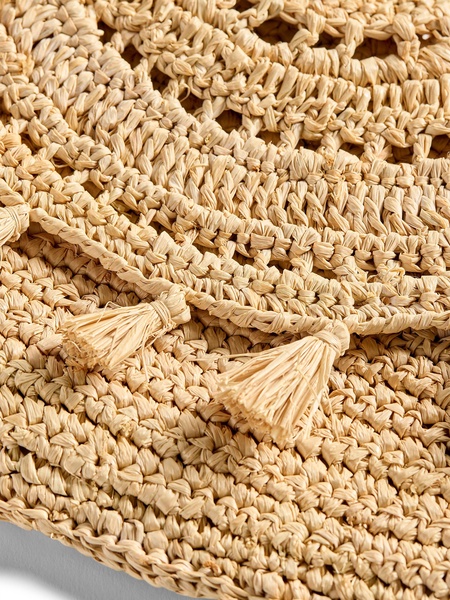 Raffia Tassel Clutch - Natural