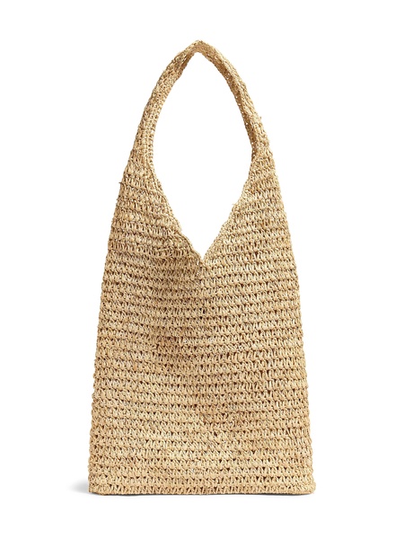 Raffia Crochet Hobo Tote - Natural