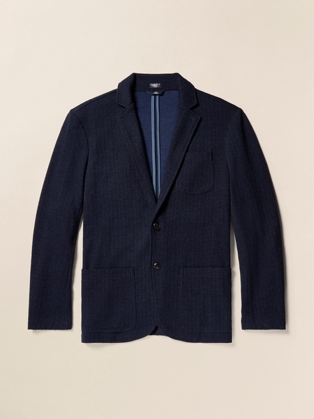 Inlet Knit Tweed Blazer - Navy Twilight Herringbone