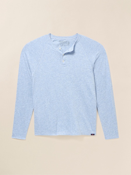 Long-Sleeve Cloud Henley - Light Blue Heather