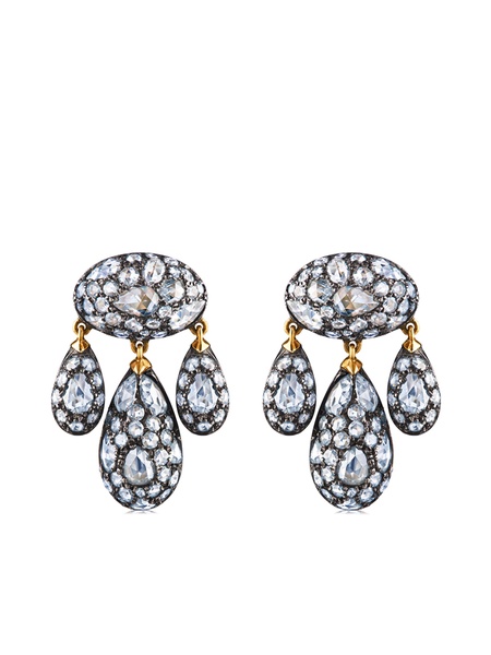 18kt gold diamond Modern Girandole pendant earrings