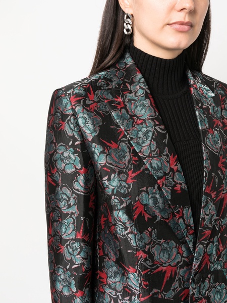 floral-jacquard single-breasted blazer