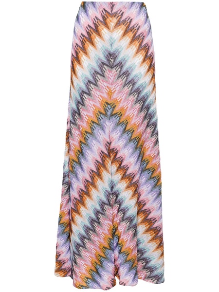 zigzag-pattern A-line maxi skirt 