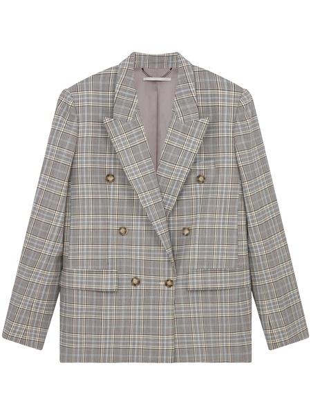 check-print wool blazer