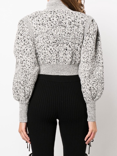 high neck puff-sleeve jumper