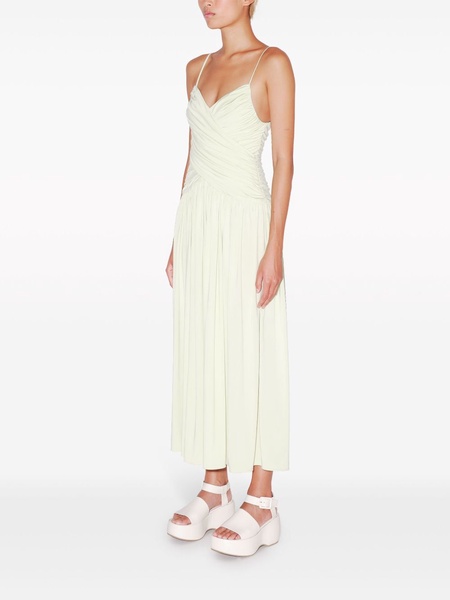 ruched slip midi dress