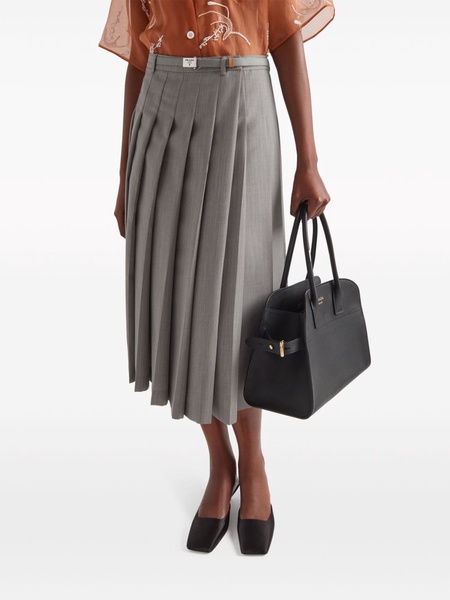 pleated wool midi skirt 