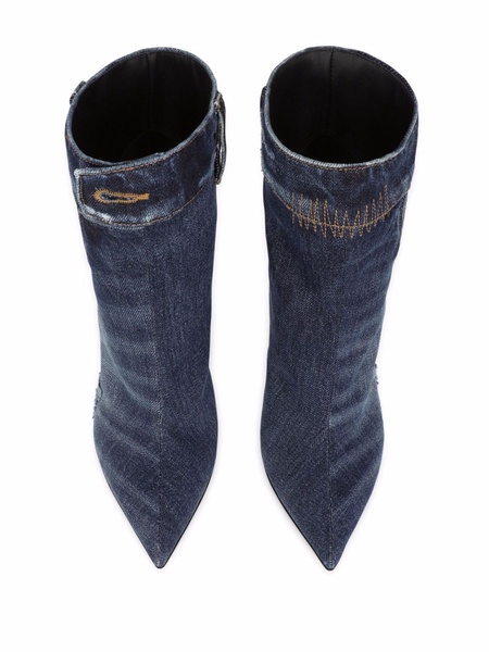 patchwork-denim ankle boots