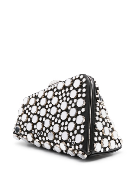 Midnight stud-embellished leather clutch bag