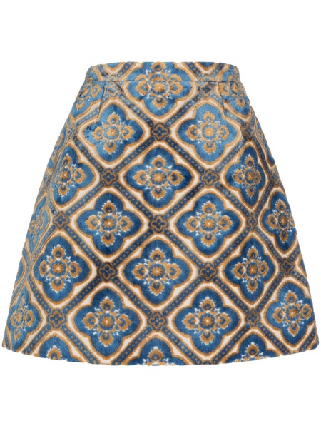 graphic-patter velvet-effect skirt