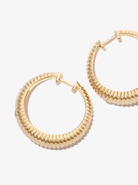 9kt yellow gold diamond hoop earrings