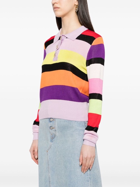 Mary polo-collar striped jumper 