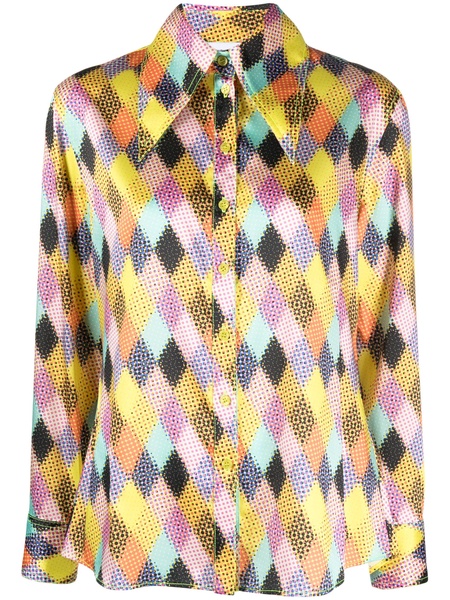 oversized-collar colour-block shirt