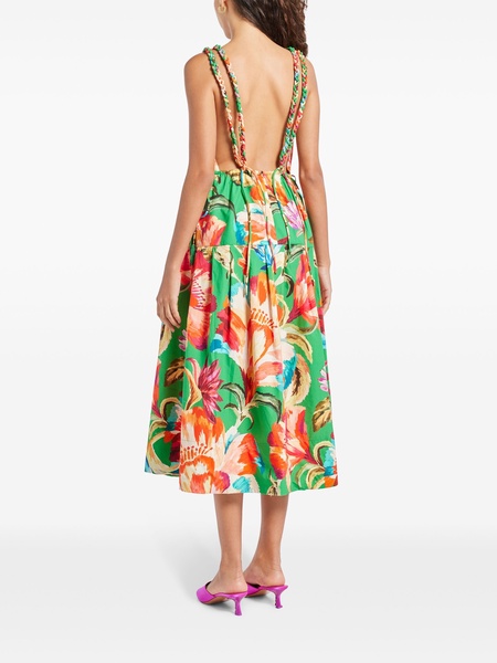 Green Tropicart Sleeveless midi dress