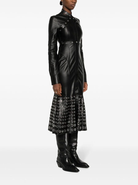 eyelet-embellished leather midi dress