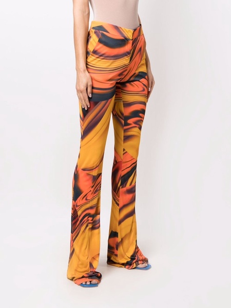 abstract-print flared trousers