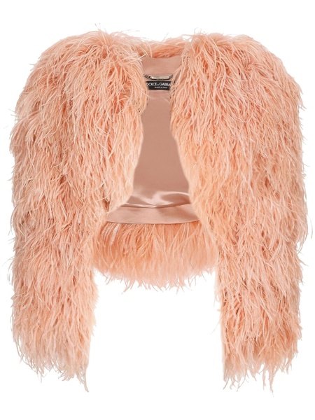 KIM DOLCE&GABBANA feather-trim bolero jacket