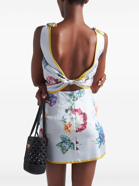 floral-print silk-twill mini dress