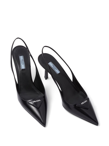 logo-plaque slingback pumps