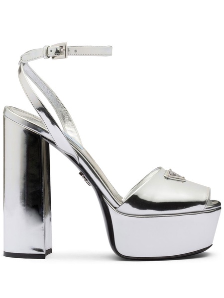 Silver Tone Plateau Platform Sandals