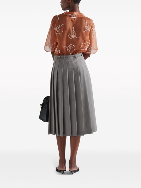 pleated wool midi skirt 