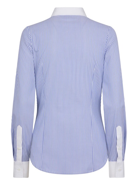 contrast-collar striped cotton shirt