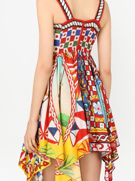 Carretto-print twill minidress